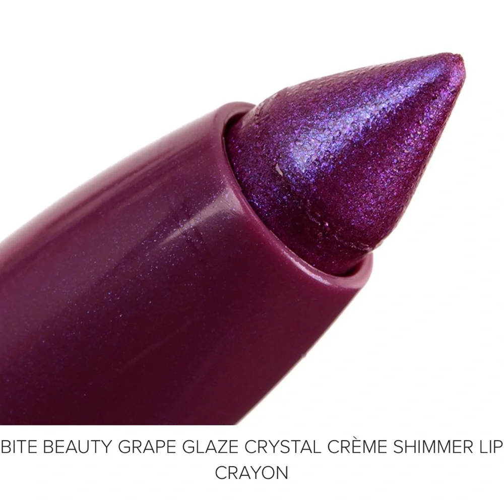 NEW UNUSED Bite Beauty Crystal Crème Shimmer Lip Crayon in Grape Glaze
